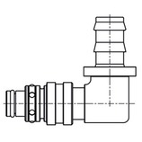szybkozłącze katowe 90° DN8  pod wąż Ø13  mm 608KFPR13MVN