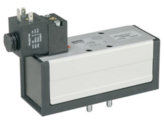 Elektrozawór z pilotem i cewką CNOMO 30 x 30 DIN Form A / 24 Vdc / 2,7 przesterowanie ręczne bez mozlwiości zablokowania ISO1 5/2 DX1-651-BL49