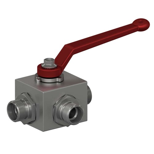 Zawór kulowy 3-drogowy DN6 seria lekka Ø zew rury 8 mm stal nierdzewna KH3/2-08L71X