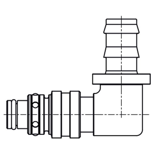 szybkozłącze katowe 90° DN8  pod wąż Ø13  mm 608KFPR13MVN