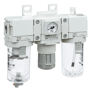 Zespół przygotowania powietrza SMC zawór redukcyjny z filtrem+smarownica G1/2", z manometrem AC40A-F04G-D