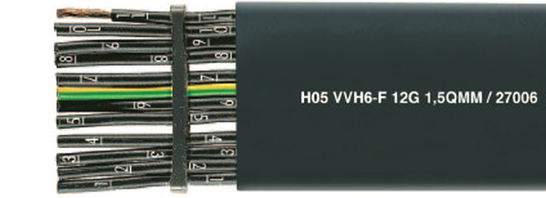 H07vvh6-f 450/750v PVC-PLASKI 7G4 mm2 przewod plaski, zyly czarne 27015