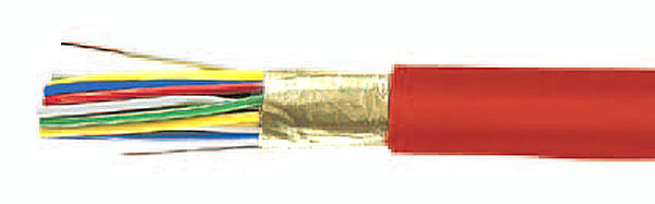 Inst. przeciwpożarowe 300V J-Y(ST)Y LG 1X2X0,8 mm2 płomienioodp. ekran. czerwony 33035