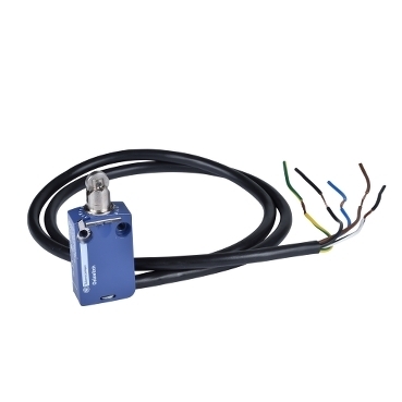 Wyłącznik krańcowy metalowy 1NO 1NC działanie wolne trzpień z rolką przewód 5m XCMD2502L5