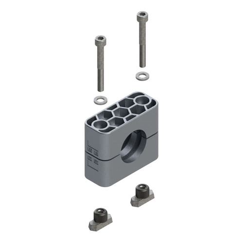 Uchwyt zestaw 10 (zacisk, śruba z łbem na imbus, podkładka, nakrętka do szyny) Ø rury 26.9 mm Aluminium RAA10-426.9