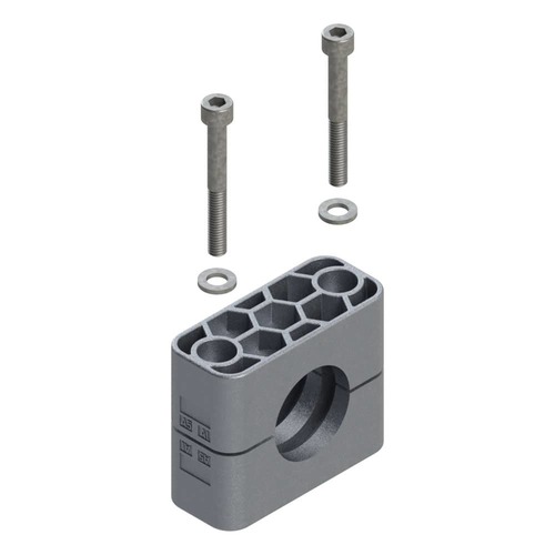 Uchwyt zestaw 14 (zacisk, śruba z łbem na imbus, podkładka) Ø rury 8 mm Aluminium RAA14-108