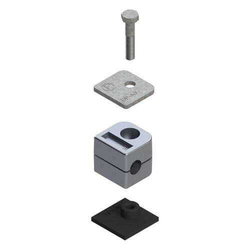 Uchwyt zestaw 3 (śruba z łbem szęciokątnym, pokrywa, płytka do wspawania krótka) Ø rury 10 mm Aluminium RAA3-110