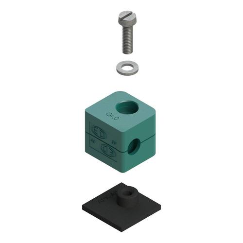 Uchwyt zestaw 1 (zacisk, śruba z łbem płaskim, podkładka, płytka do wspawania krótka) Ø rury 50 mm Polypropylene RAP1-650