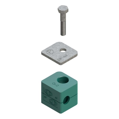 Uchwyt zestaw 16 (zacisk, śruba z łbem szęciokątnym, pokrywa) Ø rury 16 mm Polypropylene RAP16-216