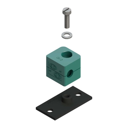 Uchwyt zestaw 4 (zacisk, śruba z łbem płaskim, podkładka, płytka do wspawania lub przykręcenia długa) Ø rury 10 mm Polypropylene RAP4-110