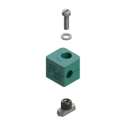 Uchwyt zestaw 9 (zacisk, śruba z łbem płaskim, podkładka, nakrętka do szyny) Ø rury 17.2 mm Polypropylene RAP9-217.2