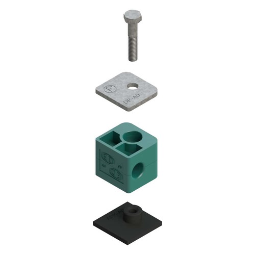Uchwyt zestaw 3 (śruba z łbem szęciokątnym, pokrywa, płytka do wspawania krótka) Ø rury 6 mm Polypropylene RAPG3-006