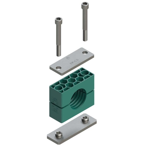 Uchwyt zestaw 2 (zacisk, śruba z łbem na imbus, pokrywa, płytka do wspawania krótka) Ø rury 33.7 mm Polypropylene RCP2-333.7
