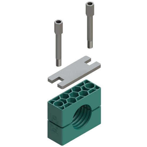 Uchwyt zestaw 5 (zacisk, płyta zamykająca, śruba do przedłużenia) Ø rury 193.7 mm Polypropylene RCP5-8193.7