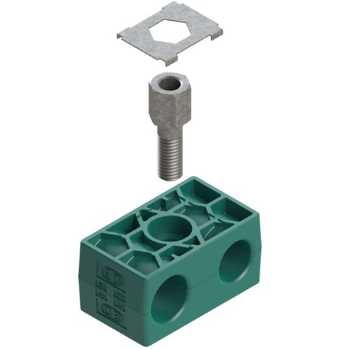 Uchwyt zestaw 8 (zacisk, płyta zamykająca, śruba do przedłużenia) Ø rury 10 mm Polypropylene RBP8-110