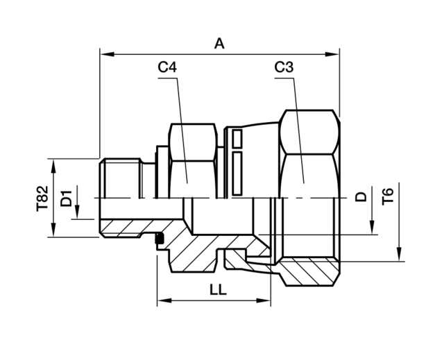 Przyłączka prosta nastawna Ø zew rury 18, 20mm 3/4'' gwint M22 × 1.5 Stan nierdzewna 12M22F682EDMXSS