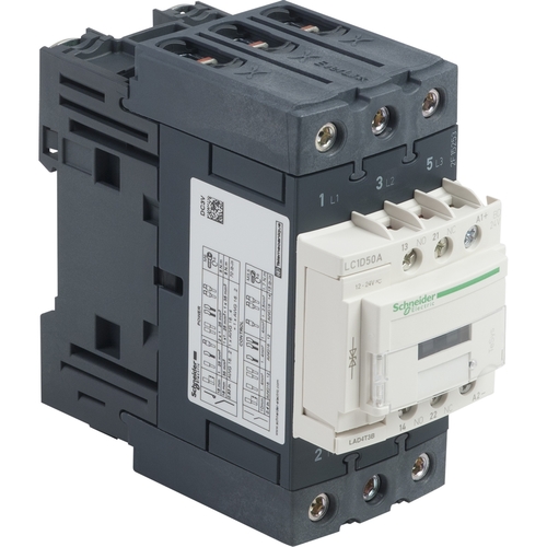Stycznik 3P 50A 22kW 400V 1NO 1NC cewka 24V DC zaciski EverLink LC1D50ABD