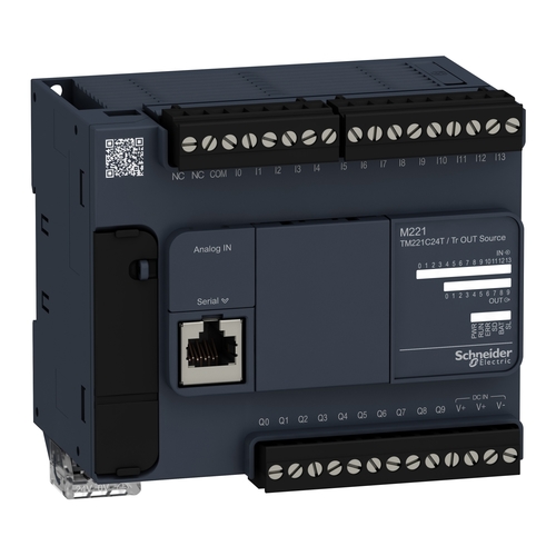 Sterownik PLC M221 24I/O Kompakt 14we/10wy tranzystorowe /2xAI 0-10V/ zasilanie 24VDC TM221C24U