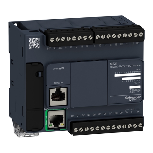 Sterownik PLC M221 24I/O Kompakt 14we/10wy tranzystorowe /2xAI 0-10V/ zasilanie 24VDC/ETHERNET TM221CE24U