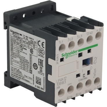 Stycznik 3P 12A 5,5kW 400V 1NO cewka 24V DC niski pobór mocy LP4K1210BW3