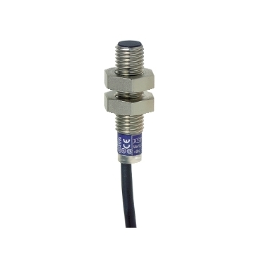 Czujnik indukcyjny M8 PNP NO zasięg Sn 2,5 mm zasilanie 12 - 24V DC przewód 2 m XS1N08PA349