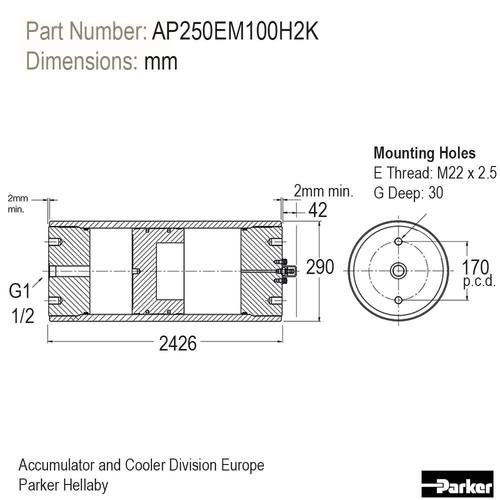 Akumulator tłokowy 100L 250 BAR AP250EM100H2K