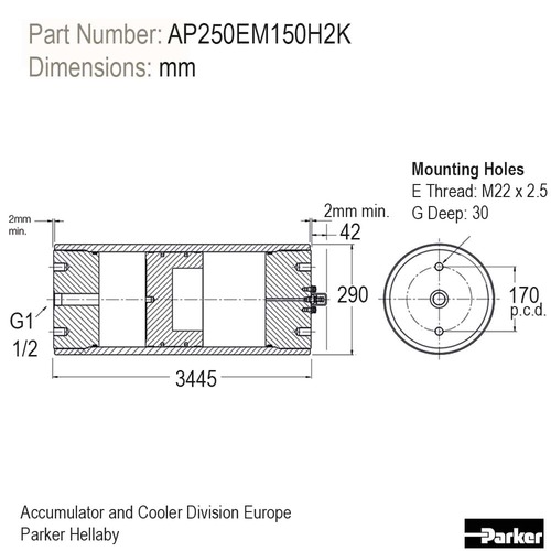 Akumulator tłokowy 150L 250 BAR AP250EM150H2K