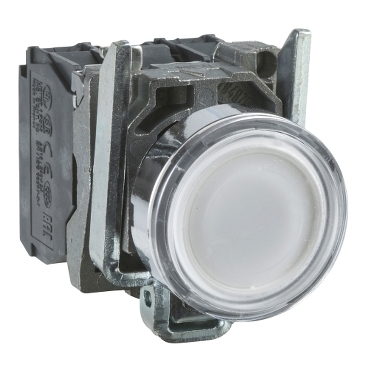 Przycisk monostabilny metalowy biały podświetlany 110V AC 1NO 1NC XB4BW31G5