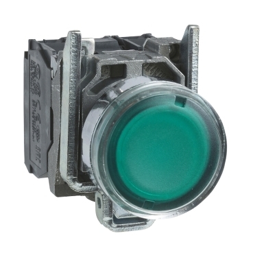 Przycisk monostabilny metalowy zielony podświetlany 230V AC 1NO 1NC XB4BW33M5