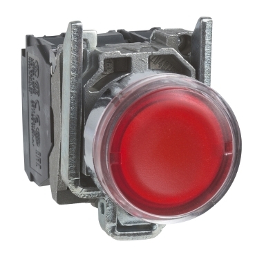 Przycisk monostabilny metalowy czerwony podświetlany 230V AC 1NO 1NC XB4BW34M5
