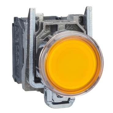 Przycisk monostabilny metalowy pomarańczowy podświetlany 110V AC 1NO 1NC XB4BW35G5