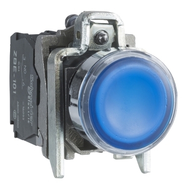 Przycisk monostabilny metalowy niebieski podświetlany 110V AC 1NO 1NC XB4BW36G5