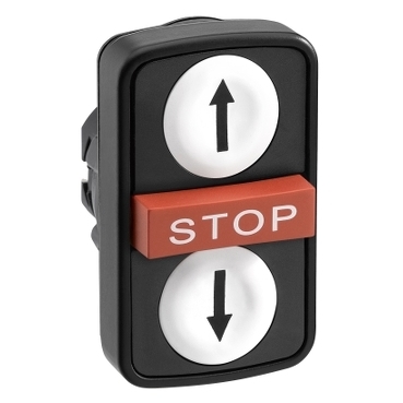 Napęd przycisku trzyklawiszowy metalowy biały strzałki góra/dół STOP ZB4BA711147