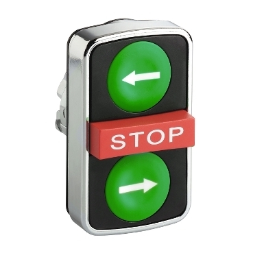 Napęd przycisku trzyklawiszowy metalowy zielony strzałki lewo/prawo STOP ZB4BA73133