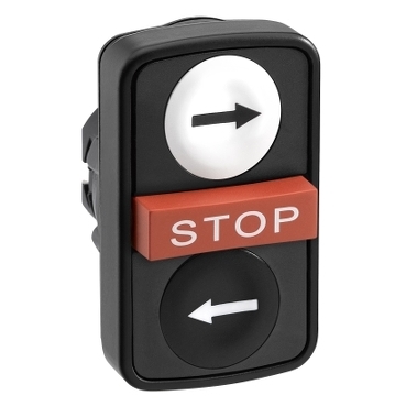Napęd przycisku trzyklawiszowy plastikowy czarny strzałka lewo/ biały strzałka prawo STOP ZB5AA71123