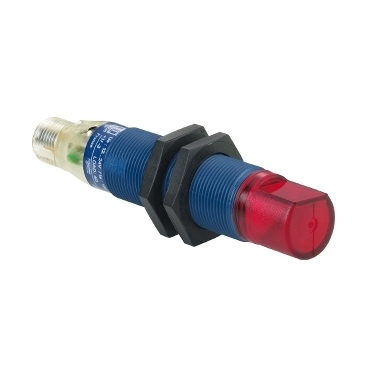 Czujnik fotoelektryczny M18 PNP NO lub NC programowalne zasięg Sn 0,,,0,8 m zasilanie 12 - 24V DC konektor M12 XUBTAPSWM12