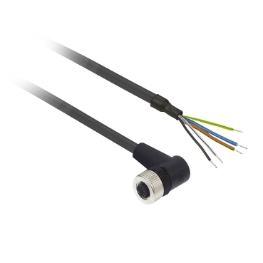 Przewód M12 5 pinów zawiera pin uziemiający konektor żeński kątowy PUR IP65 - IP67 - IP69K XZCP1264L10