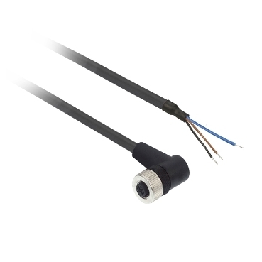 Przewód M12 3 piny konektor żeński kątowy PUR IP65 - IP67 - IP69K XZCP2540L10