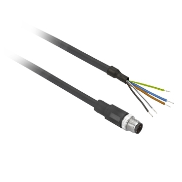 Przewód M12 5 pinów zawiera pin uziemiający konektor prosty męski PUR IP65 - IP67 - IP69K XZCP1564L5