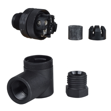 Konektor męski kątowy M12 4 piny plastikowy IP67 XZCC12MCP40B