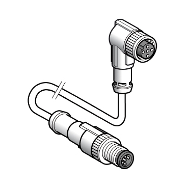 Adapter męski M12 5 pinów prosty złącze żeńskie M12 5 pinów kątowy złącze PUR IP65 - IP67 - IP69K XZCR1512064D2