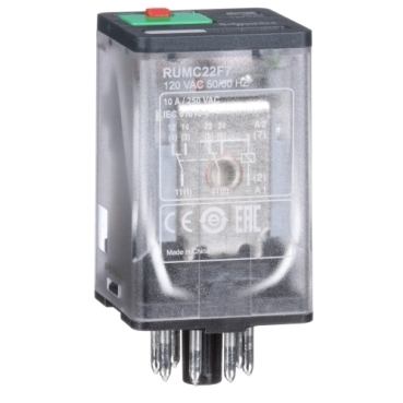 Przekaźnik Z PRZYCISKIEM LED 2C/O 10A 120V AC RUMC22F7