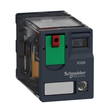 Przekaźnik miniaturowy 24 V AC styki 2 C/O 12 A LED przycisk test RXM2AB2B7