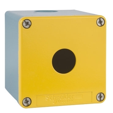 Kasetka metalowa 80x80x51,5mm żółta 1 otwór XAPJ1201