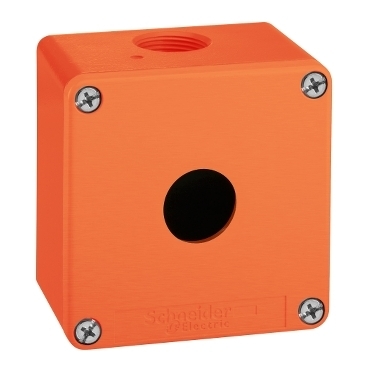 Kasetka metalowa 80x80x77mm pomarańczowa 1 otwór XAPR1501