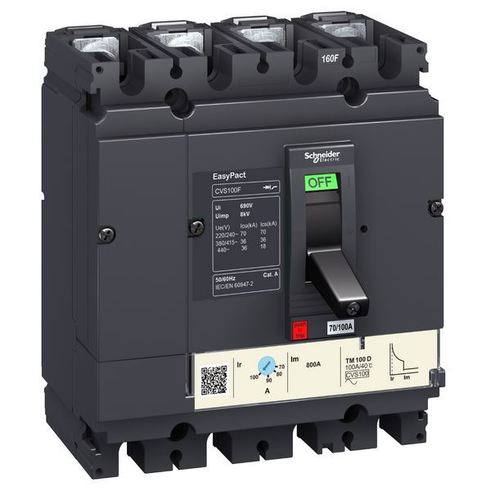 Wyłącznik z wywalaczem termomagnetycznym CVS100F TMD 63A 4P 4D LV510355