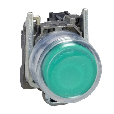 Przycisk monostabilny metalowy zielony podświetlany 230V AC 1NO ATEX XB4BP383M5EX
