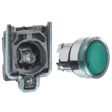 Przycisk monostabilny metalowy zielony podświetlany 24V 1NO XB4BW33B1