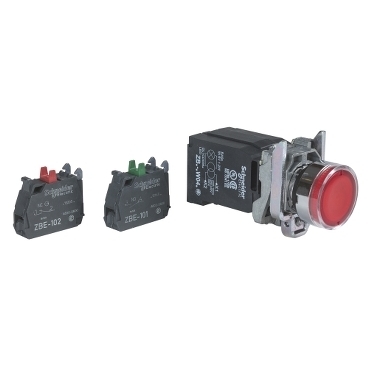 Przycisk monostabilny metalowy czerwony podświetlany 110V AC z transformatorem 1NO 1NC XB4BW3435