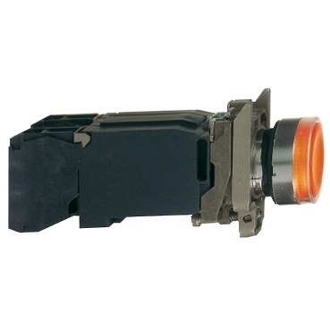 Przycisk monostabilny metalowy pomarańczowy podświetlany 230V AC z transformatorem 1NO 1NC XB4BW3545